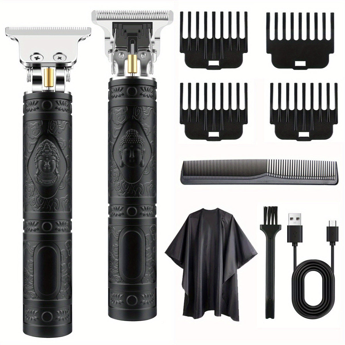 Electric Hair Clipper & Beard Trimmer Set for Men – USB Rechargeable Cordless Haircut Kit with 4 Guide Combs | Professional H