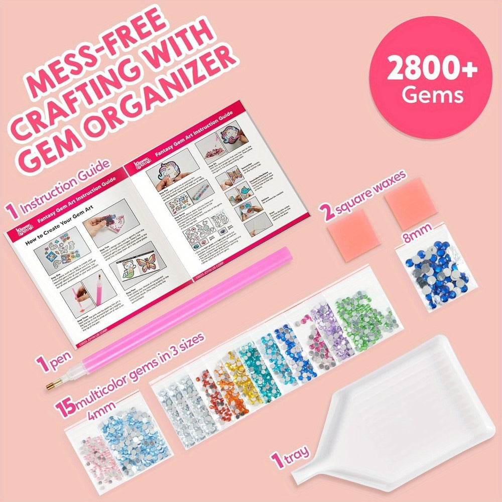 Diamond Gem Painting Kit for Girls Ages 6+ 16 Projects, 5D Gem Art Set with 2800+ Gems Unicorn Suncatchers Keychains Necklace