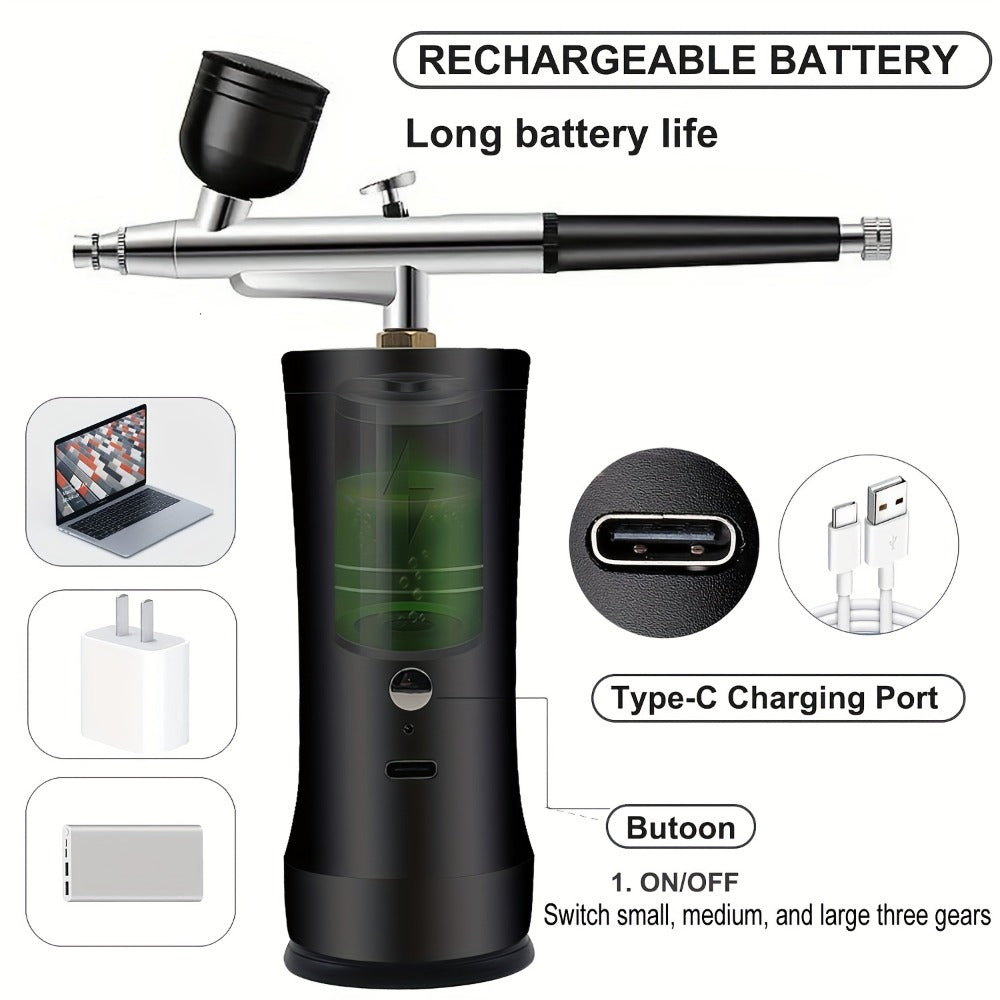 Rechargeable Cordless Airbrush Kit with Green, Pink, Red or Black Three-Gear Pump and Three Cup Options — image 3