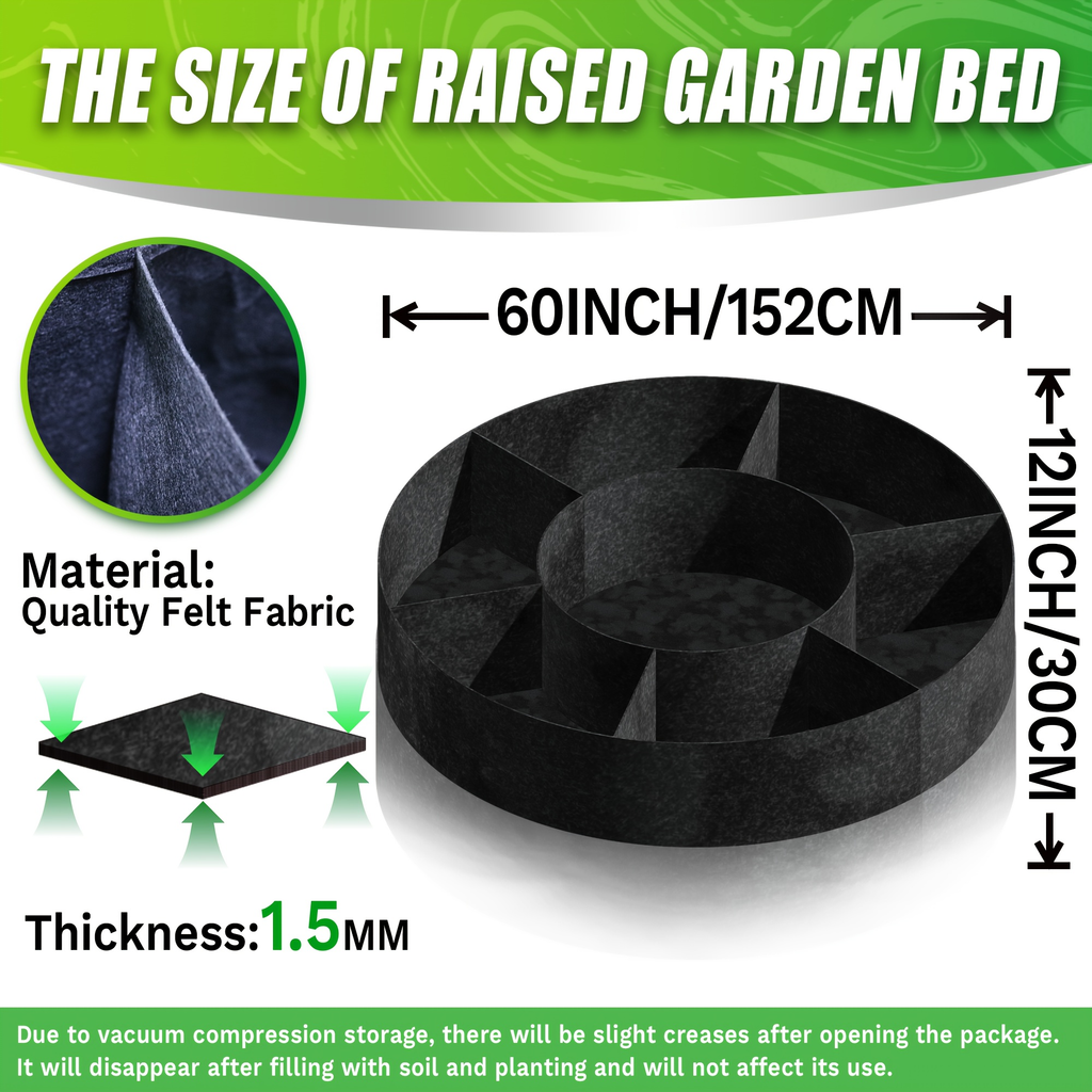 Round Divided Fabric Raised Grow Bed with Handles in 24-, 36-, 48- or 60-Inch Diameter Options — image 7