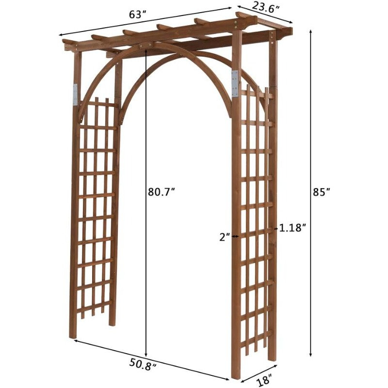 Teak Wood Pergola Arbor 85" Wedding Arch Garden Climbing Trellis for Garden, Patio and Yard Use — image 11