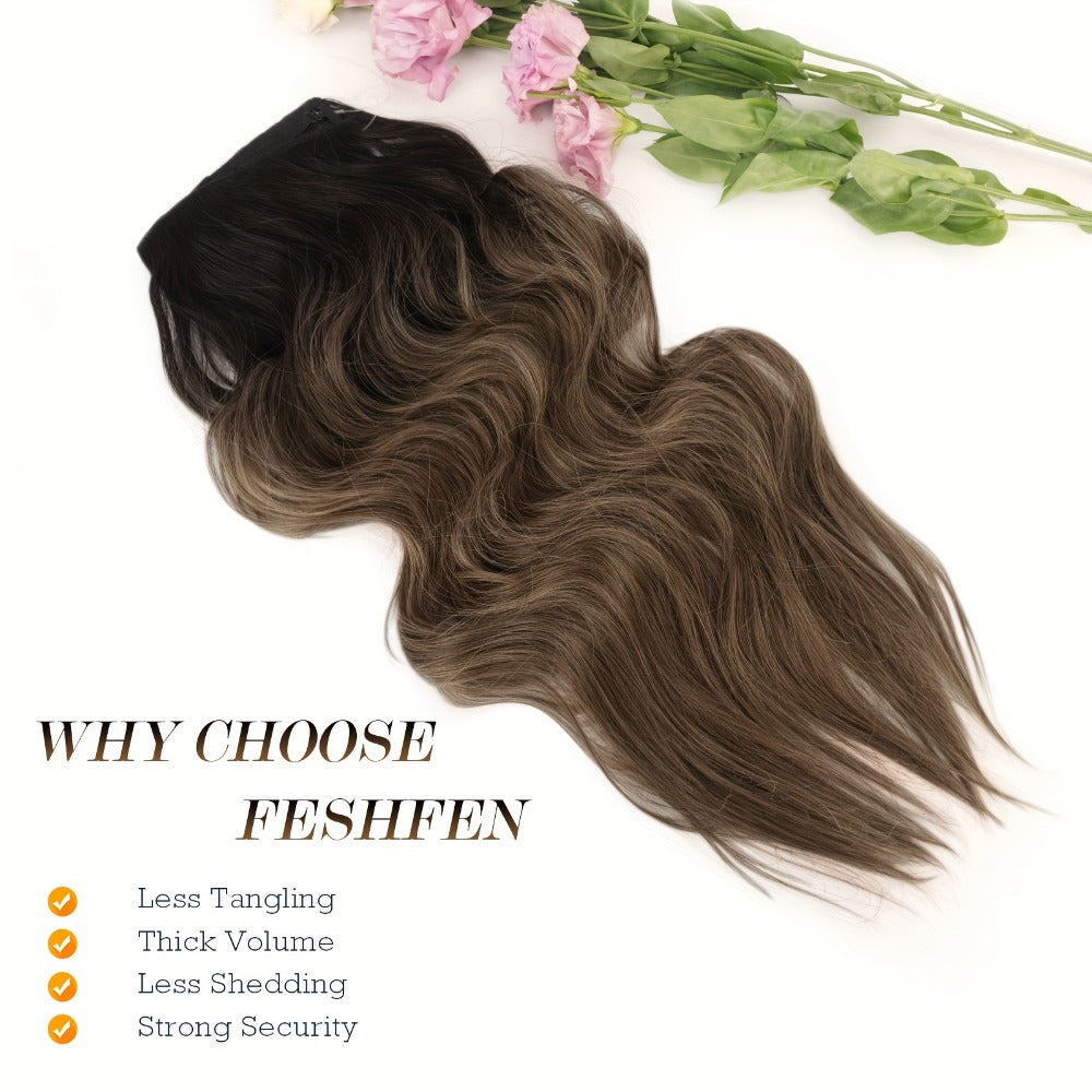 Hair Extensions Wavy 18-Inch Synthetic Halo Weft with Clear Wire, Two Clips and Ten Color Options — image 5