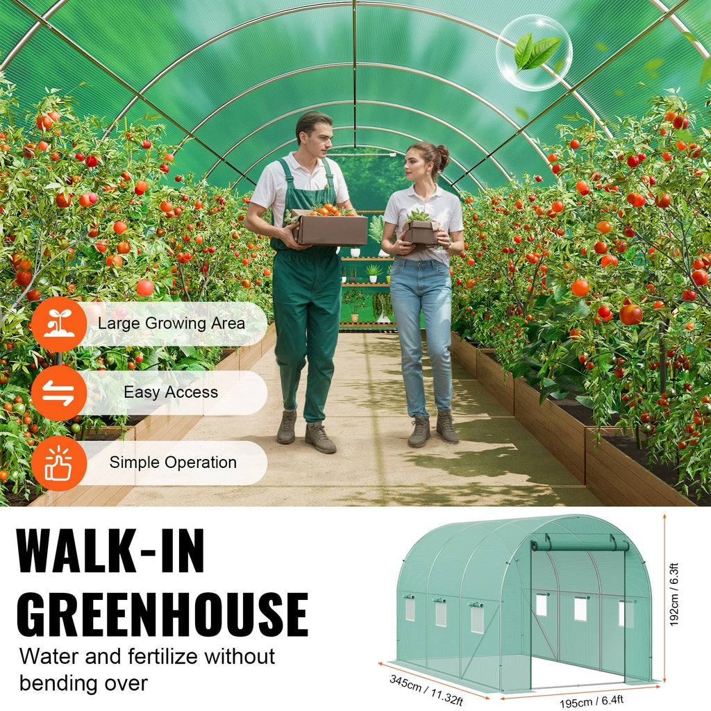 10- to 20-Foot Tunnel Greenhouse with Green Cover, Roll-Up Door and Size-Specific Vent Windows — image 4