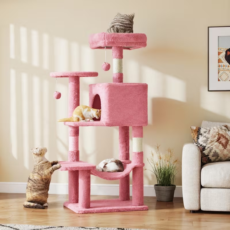 Multi-Level 44in Cat Tower with Enclosed Condo, Hammock, Round Platforms and Sisal-Wrapped Posts — image 26