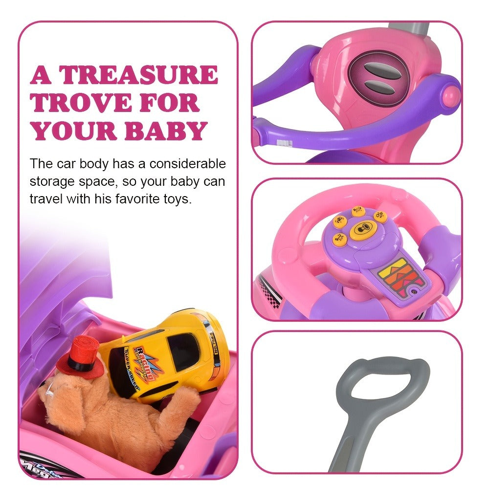 3-in-1 Toddler Push Ride & Walker Car, Baby Ride-On Toy with Guardrail, Music & Under-Seat Storage for Ages 18-36 Months — im