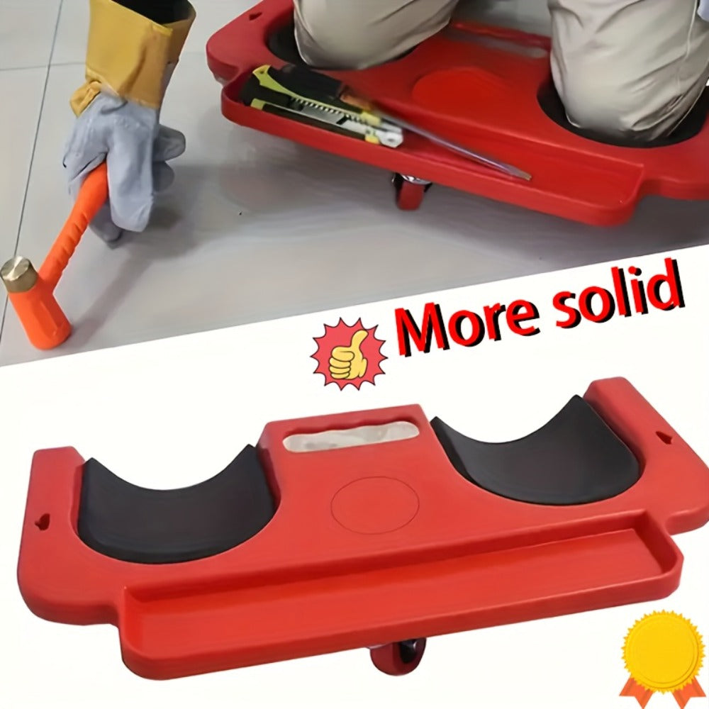 Rolling Knee Creeper Pad with Built-In Tool Tray – ABS High-Impact Frame, Cushioned Kneeling Pad for Car Repairs, Carpentry &