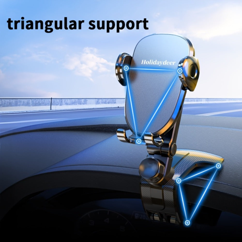 Deep Gray Dashboard-Edge Car Phone Holder with 360-Degree Joint and Triangular Support Clip — image 3