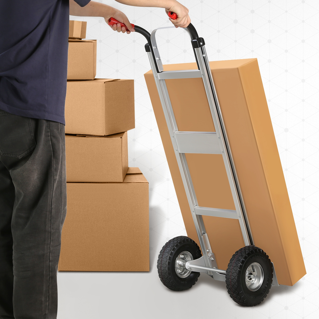 Upright Aluminum Hand Truck with Folding Toe Plate, 10-Inch Pneumatic Tires and 550 lb Load Label — image 12