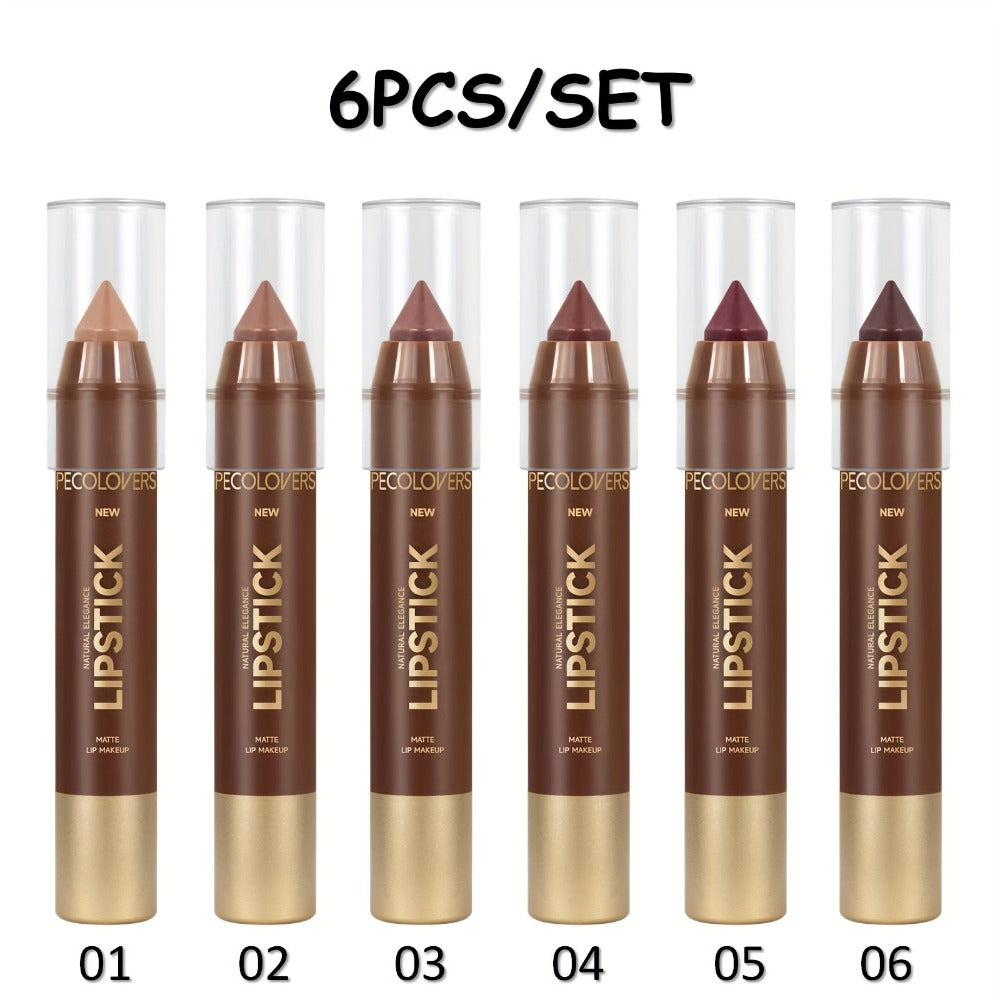 Non-Smearing Contour Lip Liner Set 6 Pcs, Smooth Paste Matte Formula Precise Definition, for Makeup, Travel and Everyday Vani