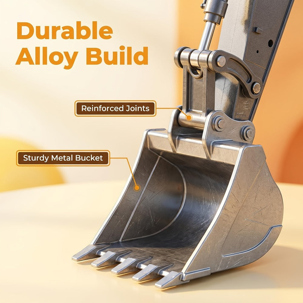 RC Excavator 1:20 Scale 2.4G 11CH, Alloy Remote Control Construction Toy with 680° Rotation & Working Arm — image 7