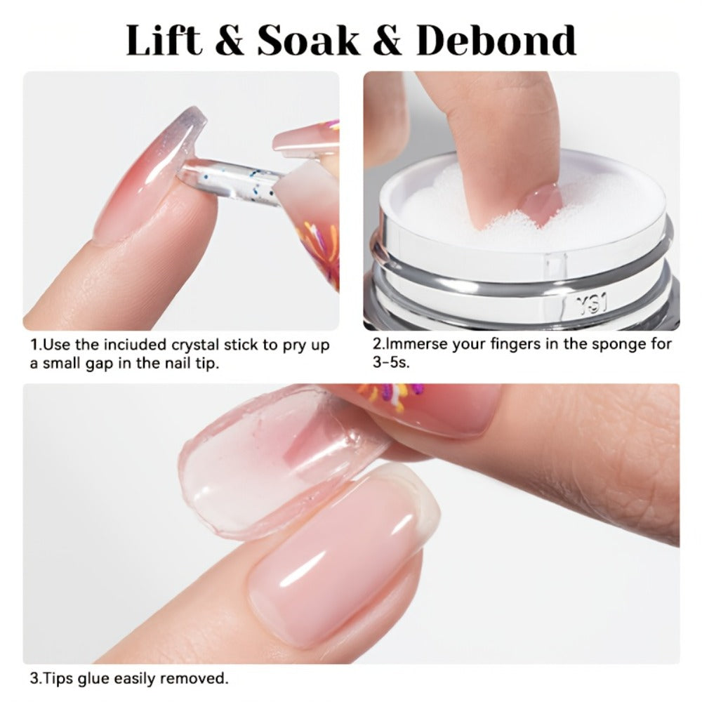 Press On Nail Debonder Remover 80ml – Fast 3-5 Second Soak-Off Liquid for False Tips, Rhinestone Glue Remover, No Damage Easy