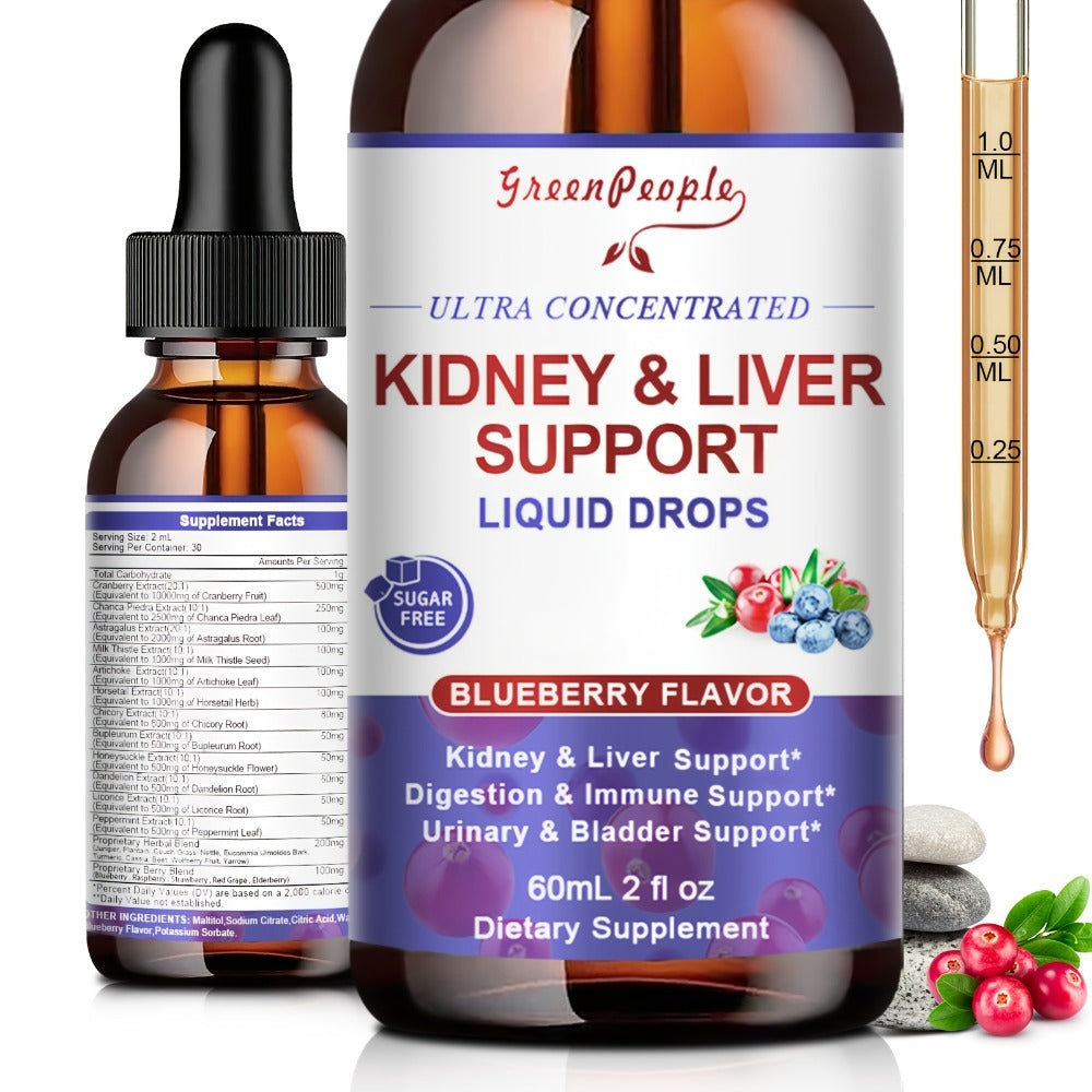 Milk Thistle Liver & Kidney Support Liquid Supplement 27-in-1 Vegan Herbal Formula, Alcohol-Free Fast-Absorbing Detox — image