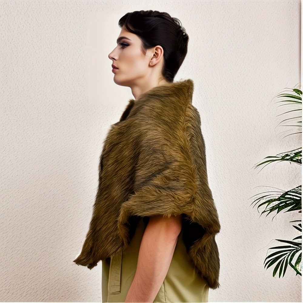 Viking Wolf Fur Cloak & Medieval Mantle with Crossed Chest Straps – Faux Fur Shoulder Wrap for Men & Women — image 5