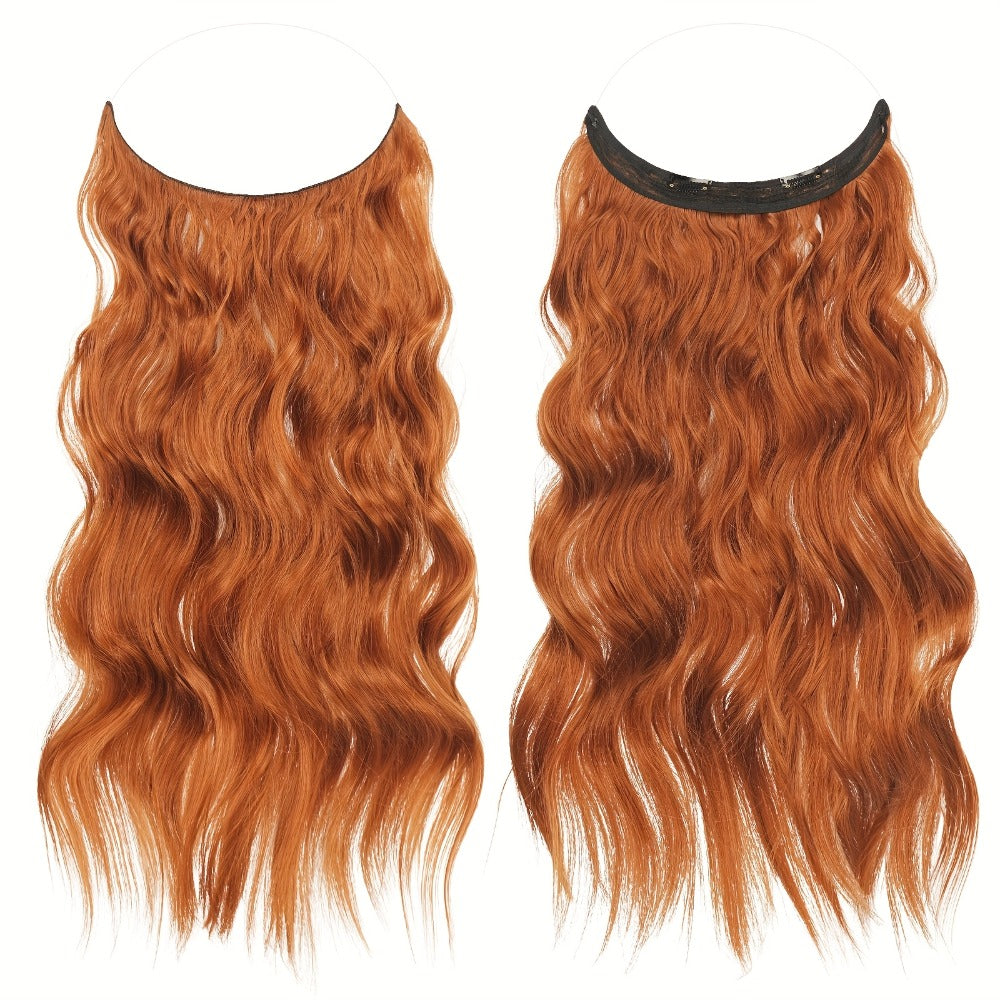 Hair Extensions Wavy 18-Inch Synthetic Halo Weft with Clear Wire, Two Clips and Ten Color Options — image 10
