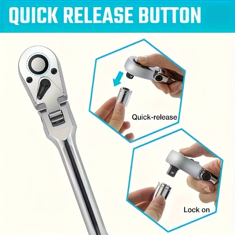 Three- or Six-Piece Flex-Head Ratchet Handle Set with 1/4, 3/8 and 1/2-Inch Drives and Extensions — image 11
