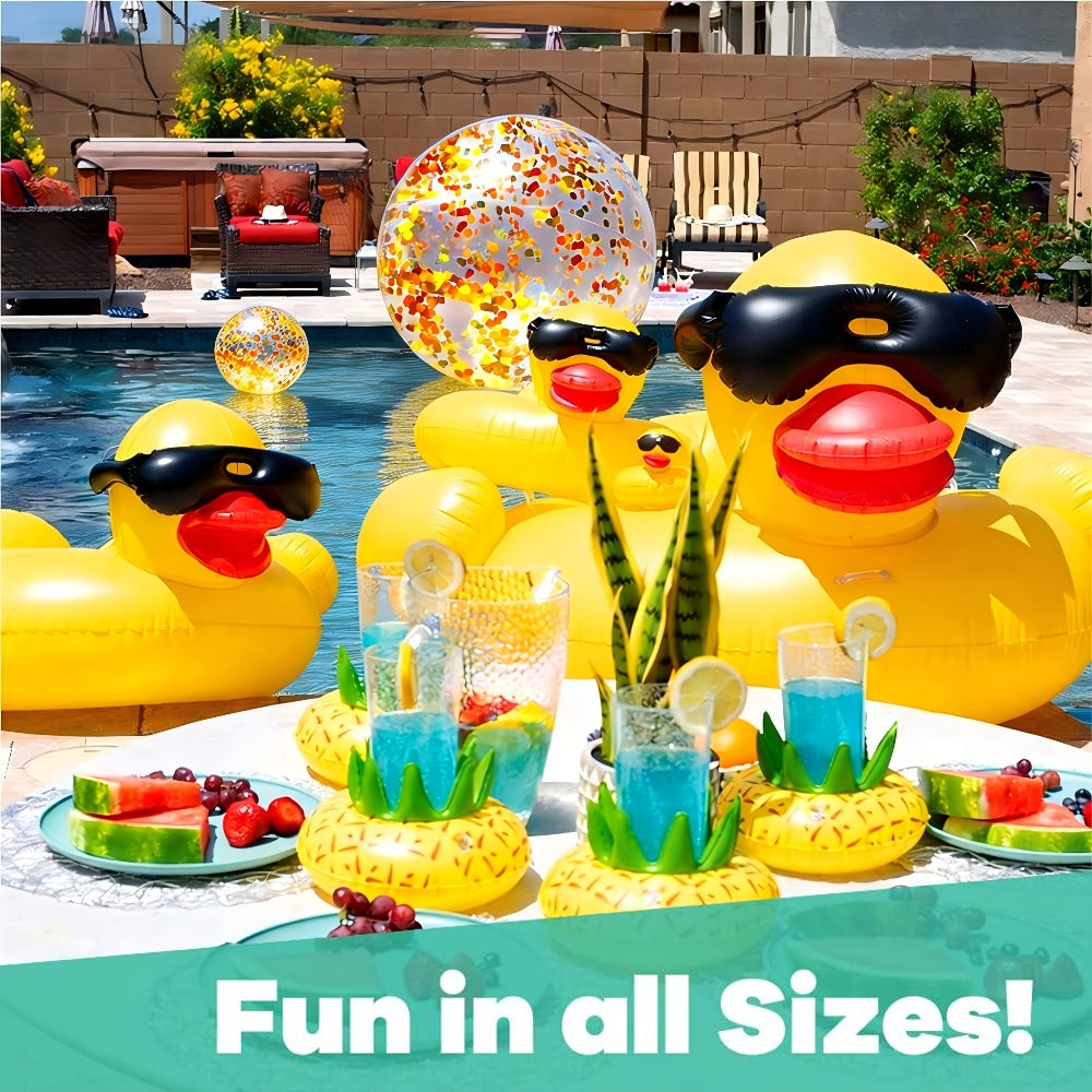 Giant Yellow Duck Pool Float, 67-Inch Ride-On Inflatable with One 16-Inch Beach Ball for Pool Parties — image 4