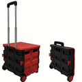 Collapsible Rolling Cart with Wheels – 80 Lbs Heavy Duty Foldable Crate on Wheels for Teachers, Shopping & Storage, Lid Doubl