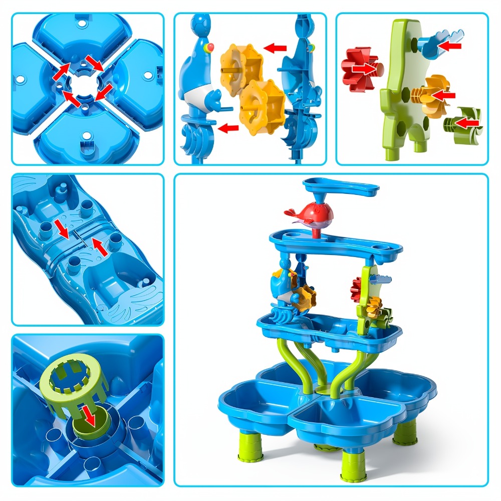 Water Play Table for Kids Double-Sided Waterfall & Beach Sand Zone, Outdoor Sensory Activity Toy for Toddlers Ages 3+ — image