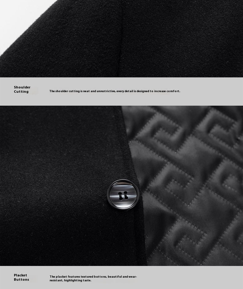 Lapel New Middle-aged Men Coat Woolen Coat
