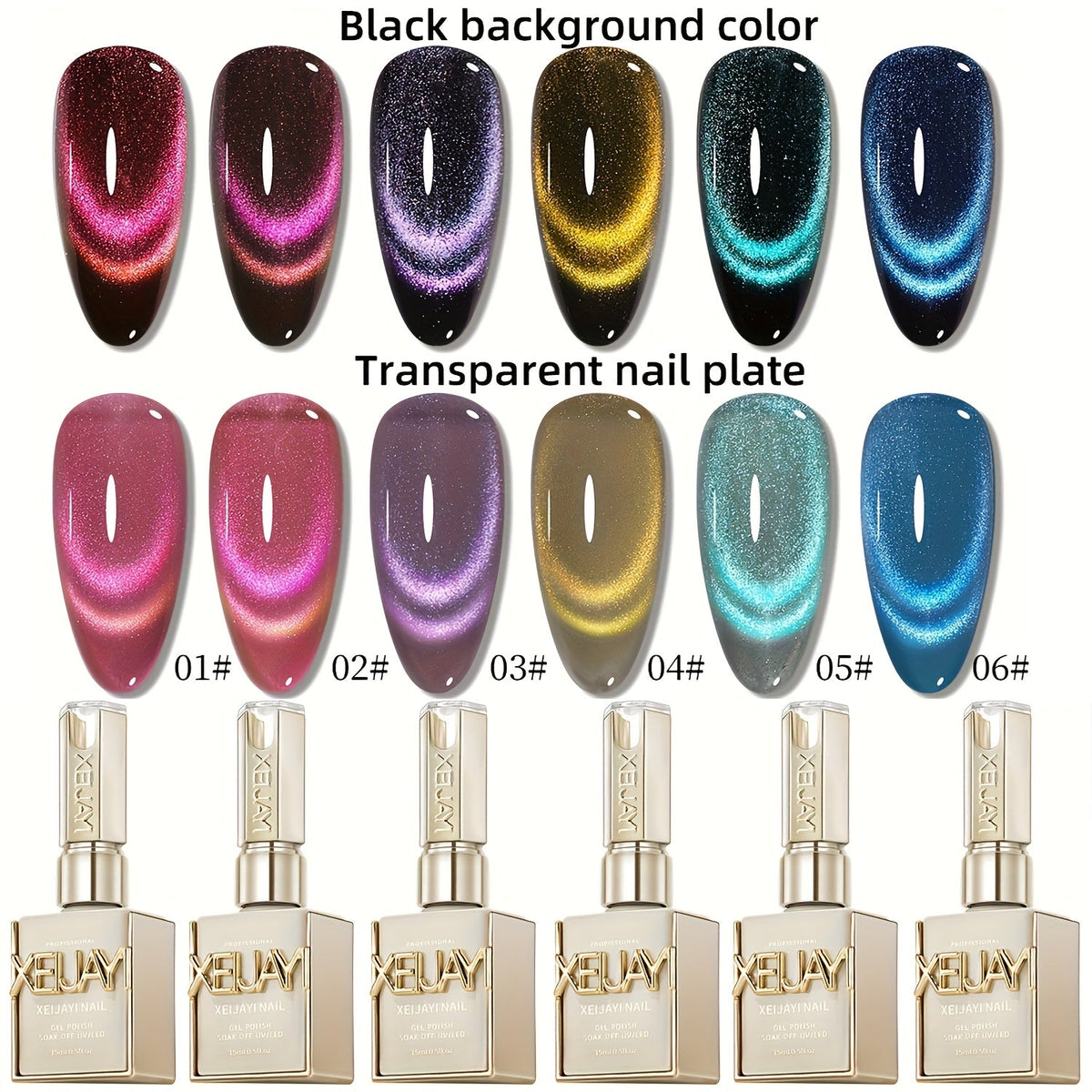 Dopamine Cat Eye Gel Polish Set with Six Magnetic Colors and Photo Frame Bottles for UV LED Nail Art — image 20