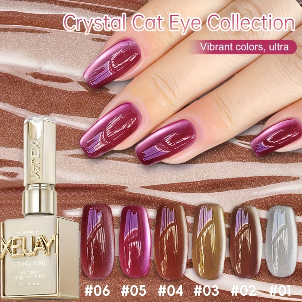 Gel Nail Polish 6-Color Rock-Candy Magnetic Cat-Eye Set with Holographic Reflective Finish — image 3