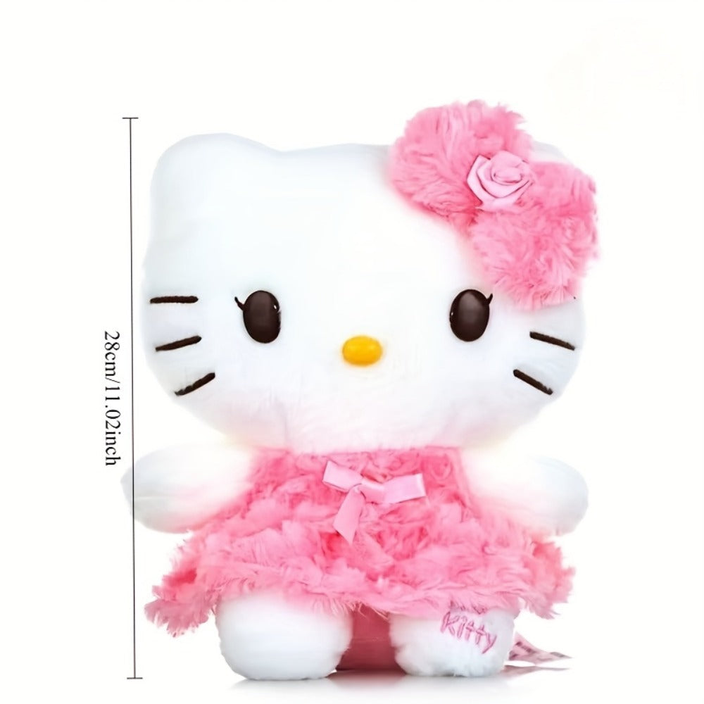 Plush Toy Bow-Wearing Cat Doll in 10-Inch Pink Rose Dress with Soft Fabric and One-Piece Option — image 3