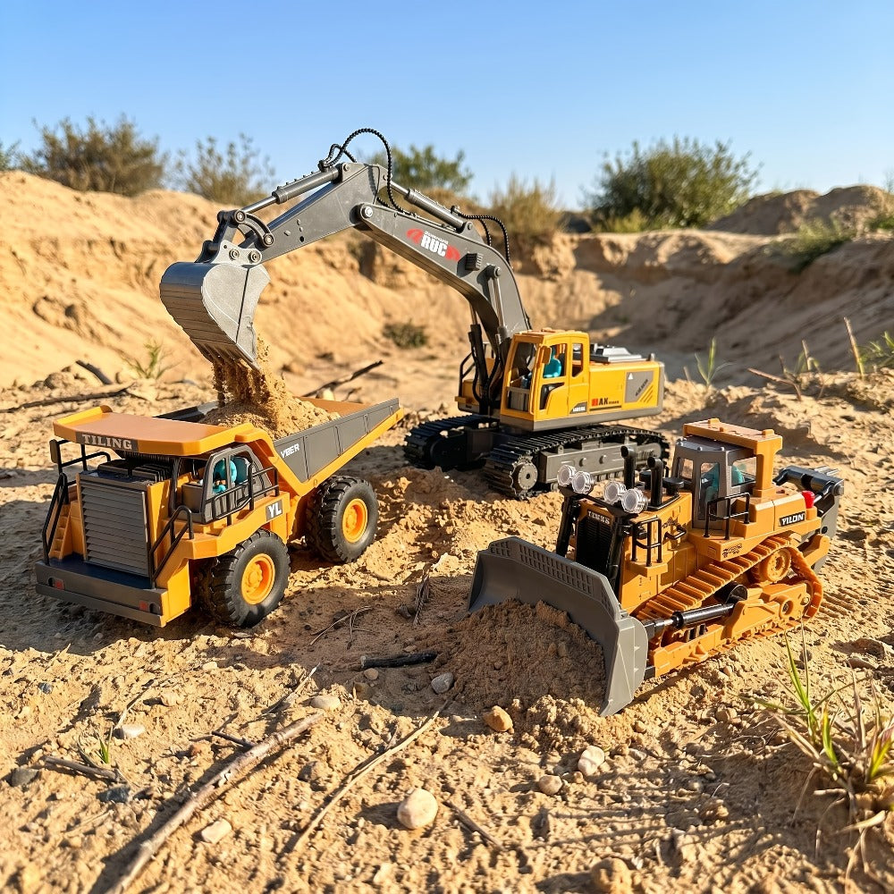RC Bulldozer 1:24 Scale Alloy with 680° Rotation & Working Arm, 2.4GHz Remote Control Construction Vehicle for Kids — image 1