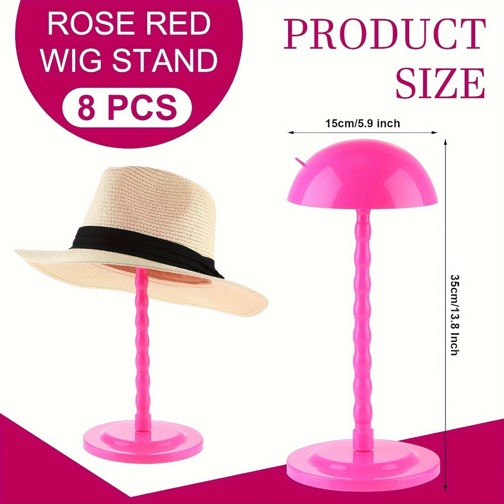Portable Wig Stand Set, Eight 13.8-Inch Detachable Holders in White, Rose Red or Black for Display — image 4