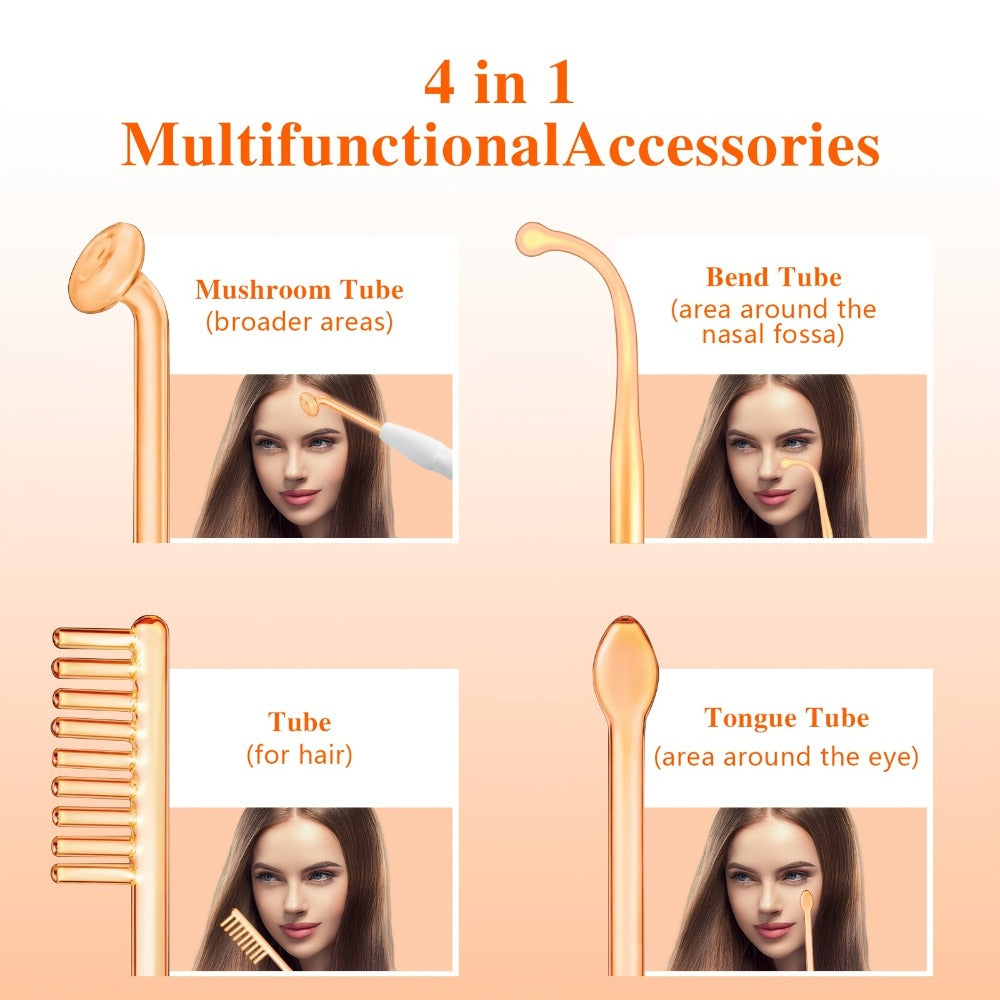 Facial Massager Stick 4-in-1 Vibration Beauty Wand Portable Multi-Function Face Lifting Tightening Skin Care for Home or Salo