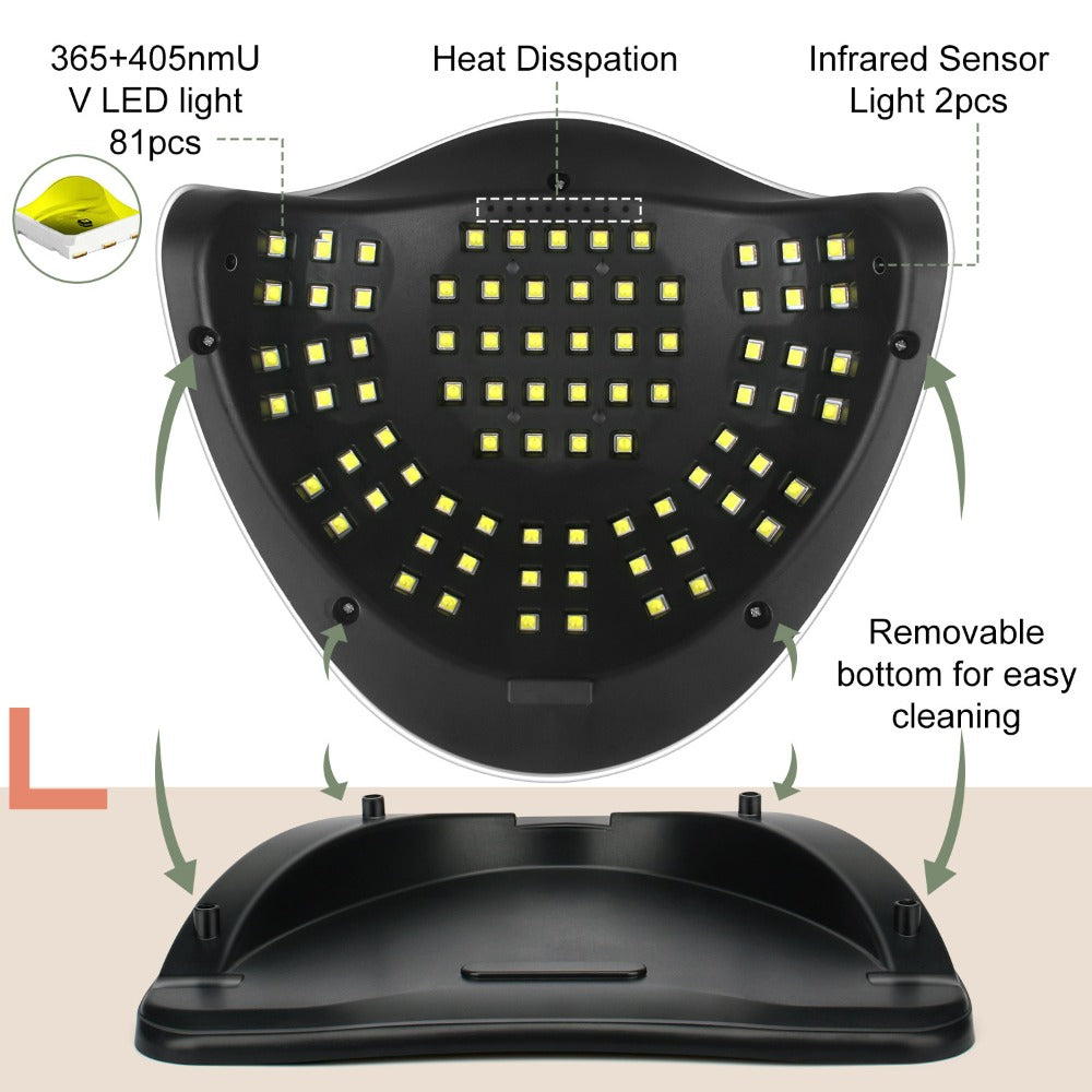 White Arch LED Nail Lamp with 380W and 81-Bead Labels, LCD Display and Four Timer Settings — image 8