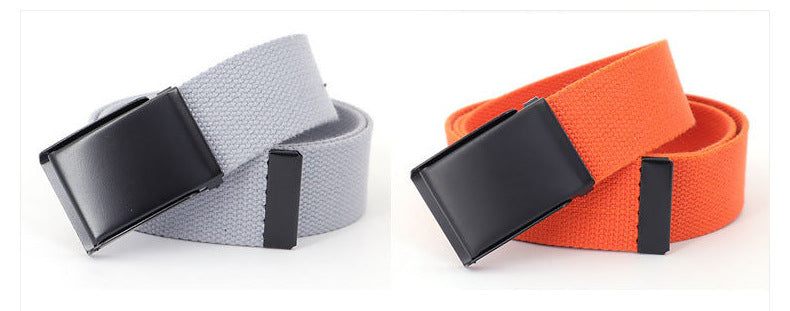 Men's Casual Canvas And Denim Belt With Buckle Closure