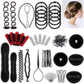 51-Piece Hair Styling Tool Set Braiding Kit with Clips Donut Bun Maker Hair Pins Curlers Braid Accessories for Women Bridal W