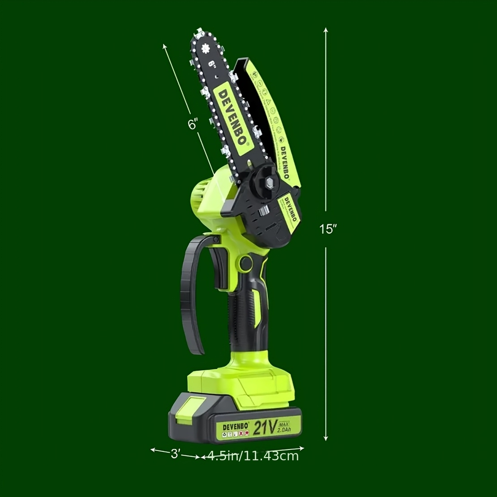 Cordless Mini Chainsaw 6-Inch, Handheld Pruning Saw with Rechargeable Battery, Adjustable Chain Tension — image 10