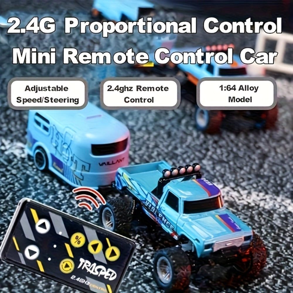 Remote Control Car, 1:64 Scale Alloy Mini Off-Road Truck with 2.4GHz Control, Shock Suspension, Running Lights and Five Color