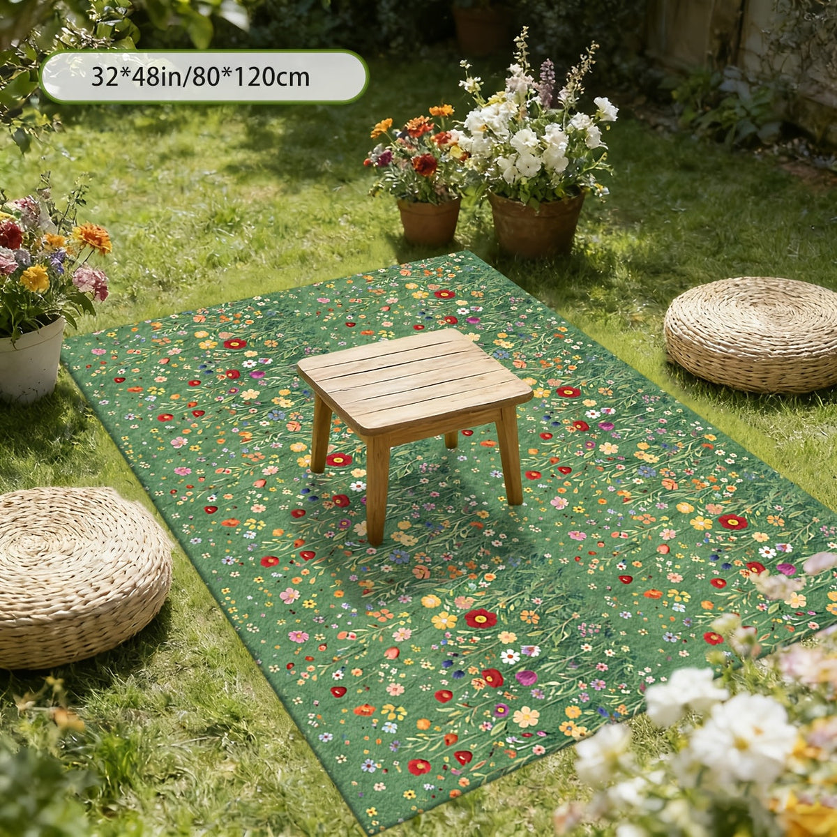 Area Rug Washable Foldable Indoor Outdoor Mat in Five Sizes for Patio, Garden, Picnic or Camping — image 4