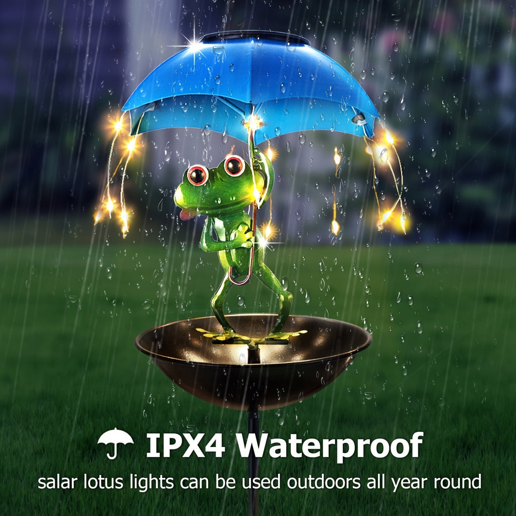 Solar Frog Statue Garden Light with Bird Feeder & LED String Decor, for Garden, Pathway and Patio Lighting — image 2