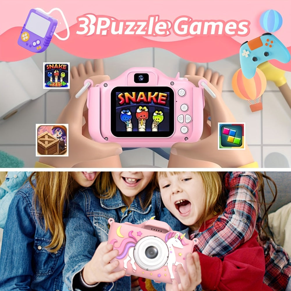 Kids Digital Camera with Rear Screen, Cartoon Unicorn or Dinosaur Shell and Pink, Purple, Blue or Green Options — image 3