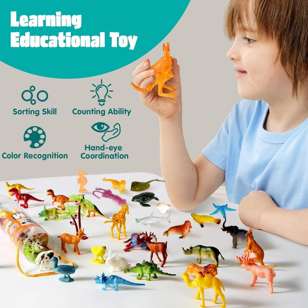 Animal Figures Toys for Kids 69pcs, 5-Set Nature World Mini Animal Figurines with Sensory Bin, Zoo — image 7