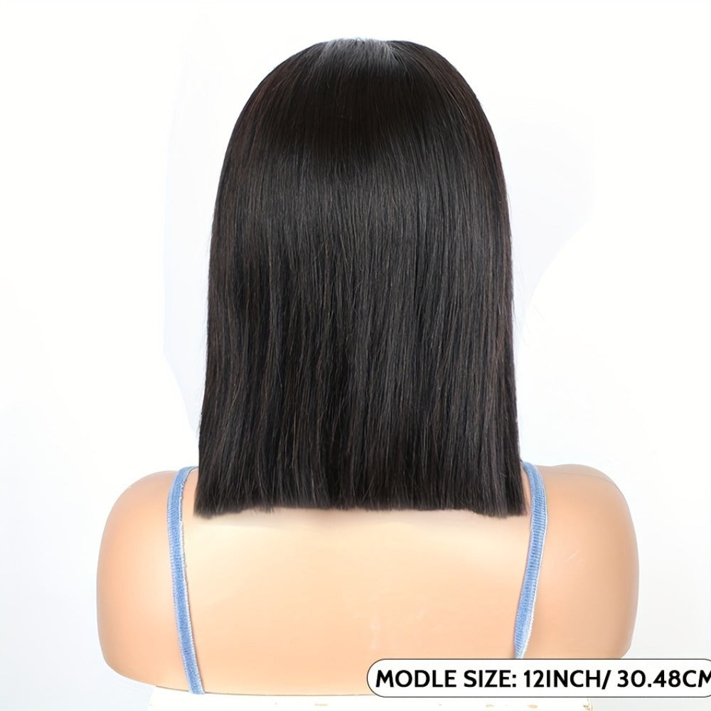 Straight Bob Human-Hair 4x4 Lace Closure Wig in Black with 8, 12, 14 or 16-Inch Length Options — image 9