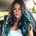 Synthetic Wig 24-Inch Mineral Green Ombre Style with Adjustable Rose Mesh Cap and Combs for Cosplay — image 1