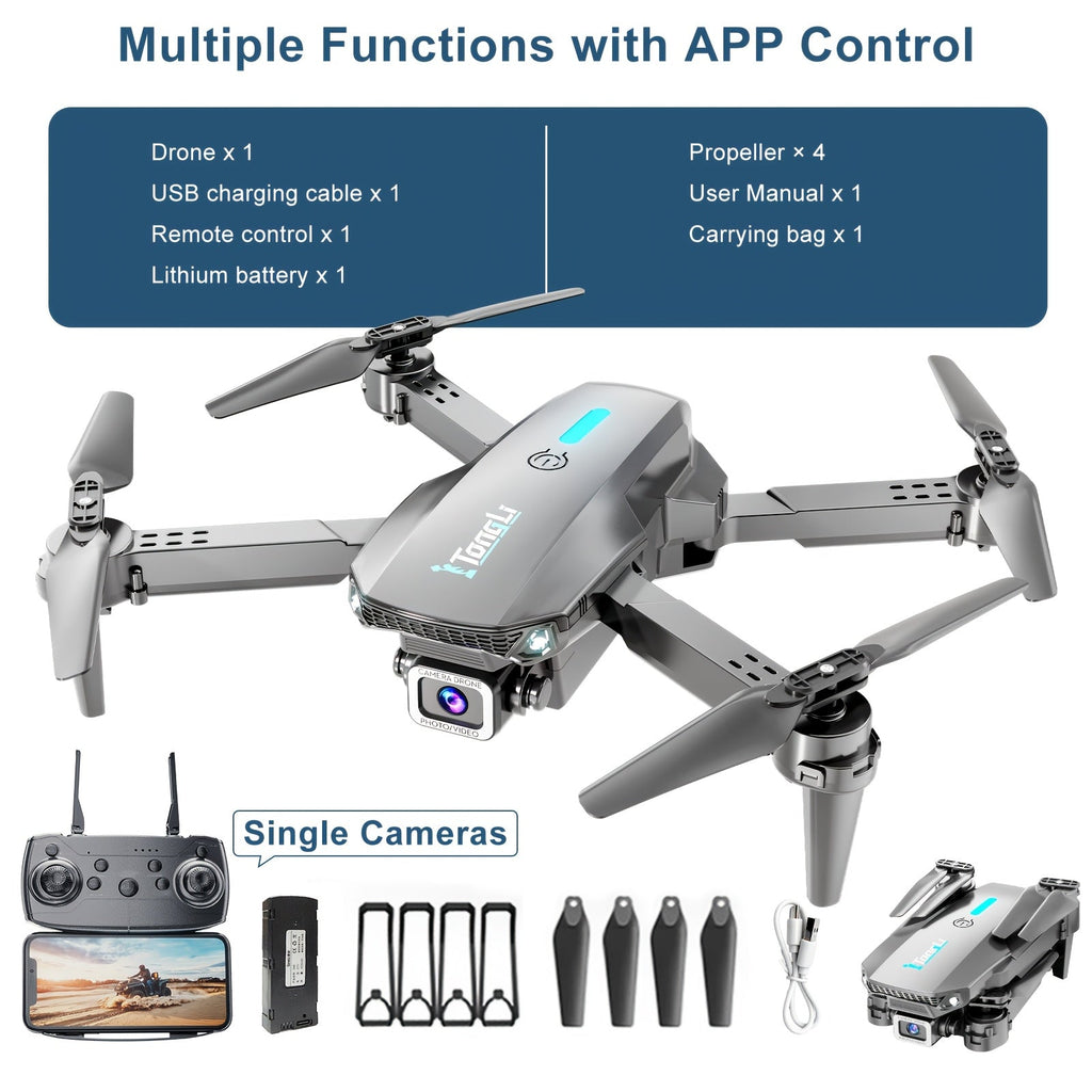 Foldable HD Camera Drone Free Storage Bag USB-C Charging 3D Flips Single or Dual Camera Built-in Screen Remote — image 24
