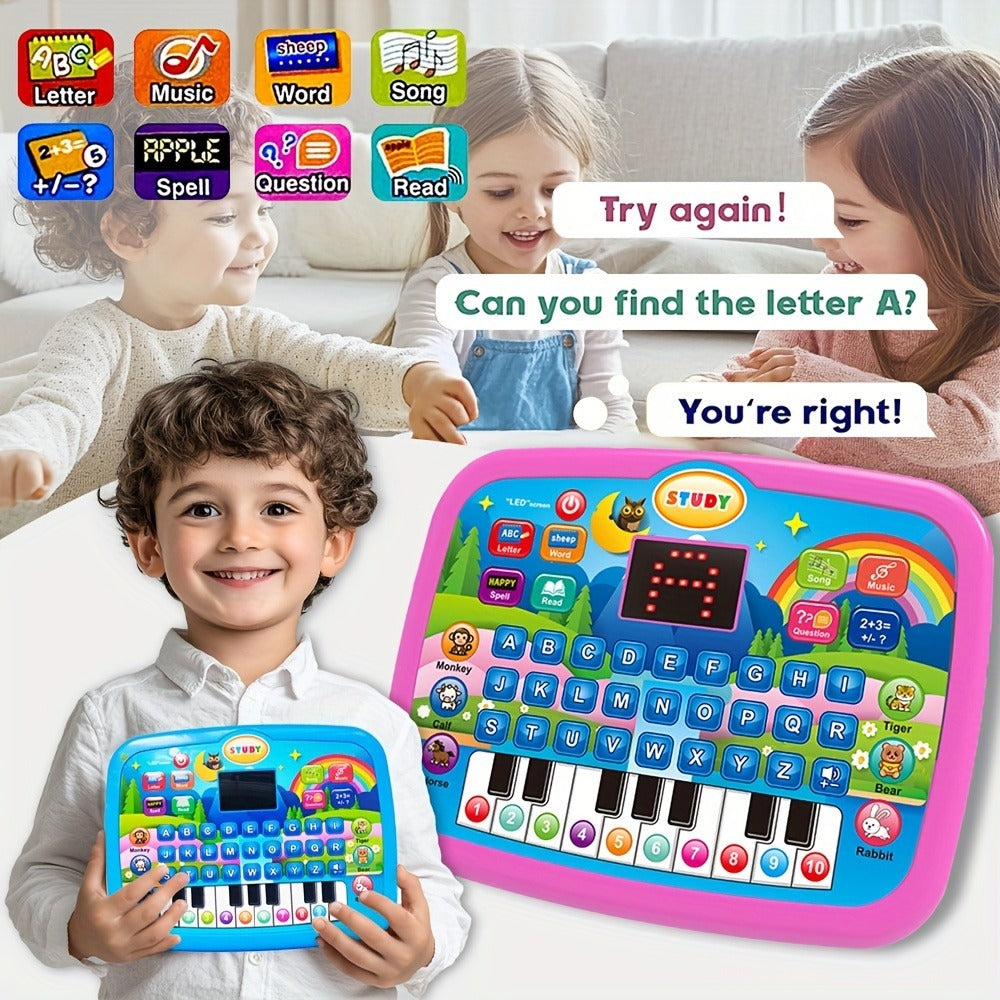Educational Learning Tablet for Kids Ages 3-6, Multifunctional Alphabet Numbers Music Animal Sounds & Piano Toy — image 1
