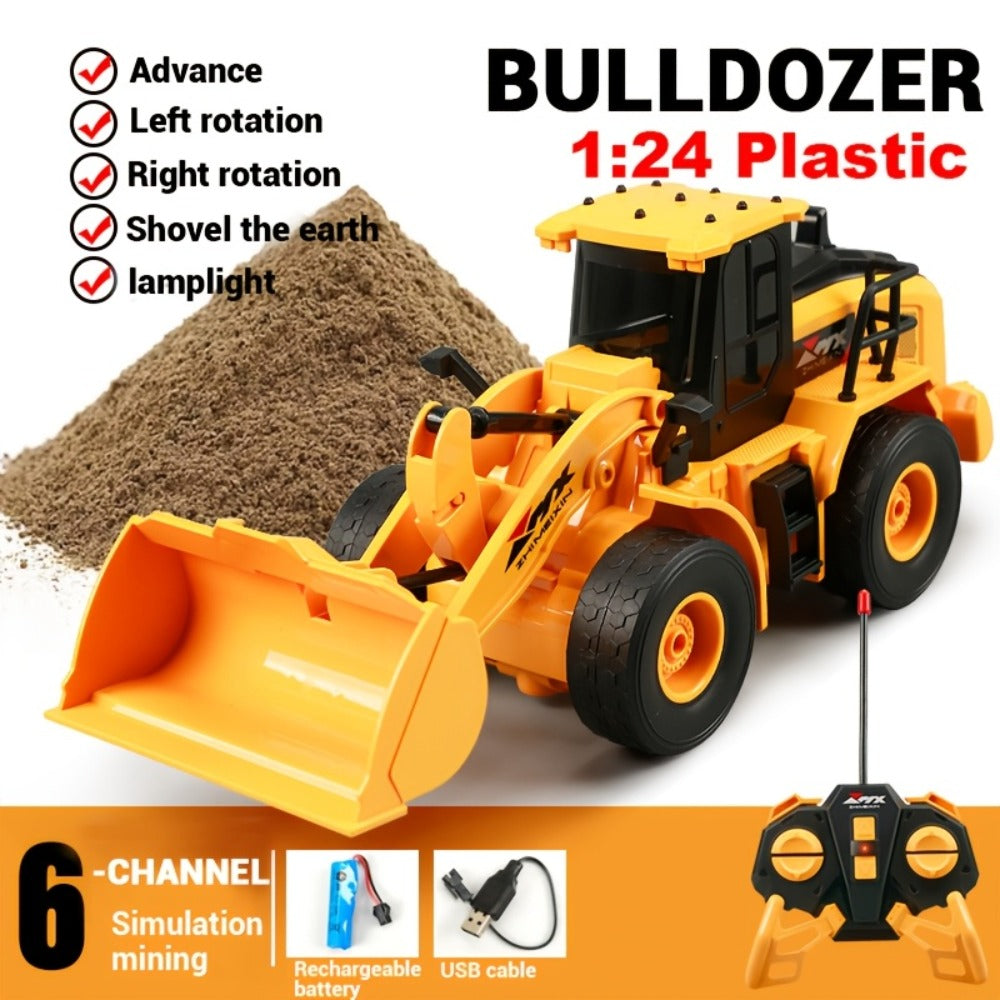 RC Construction Truck Toy 1:24 Scale Alloy Bulldozer Dump Truck & Excavator, 11-Channel Remote Control with Forward — image 3