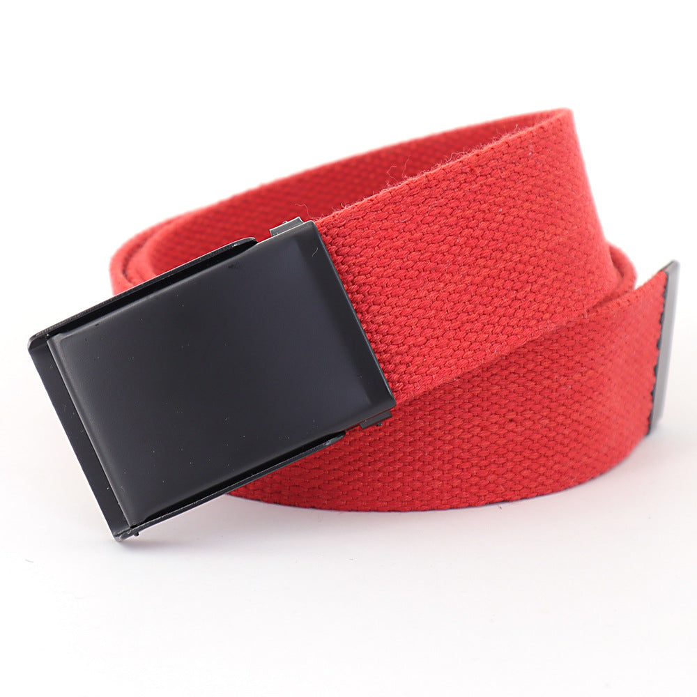 Men's Casual Canvas And Denim Belt With Buckle Closure