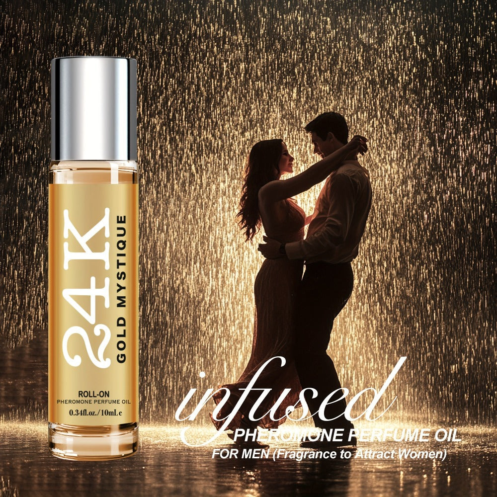 Men's Cologne 24K Infused Roll-On Perfume Oil, 0.34 Fl Oz Gold-Tone Travel Bottle with Fruit & Fresh Selection — image 2