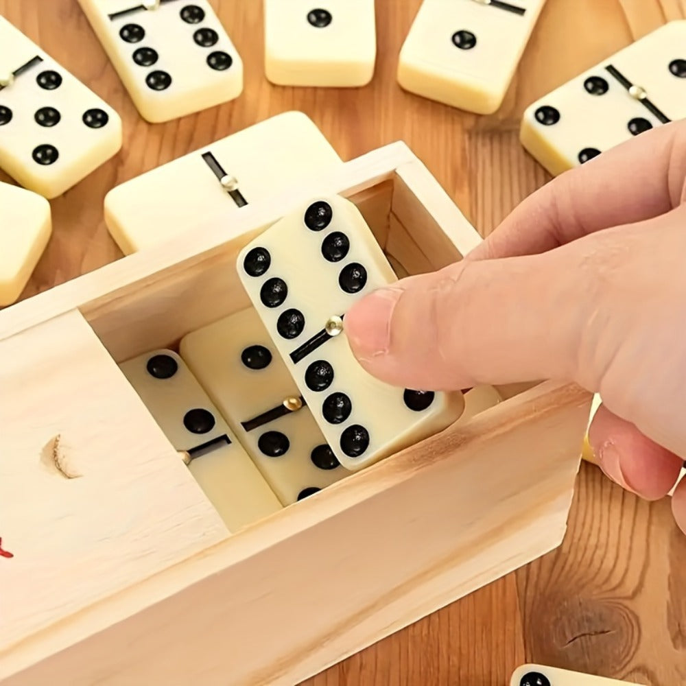 Double 6 Dominoes Set 28pcs in Wooden Case – Classic Family Board Game for Game Night Gatherings Kids Adults Gift — image 2