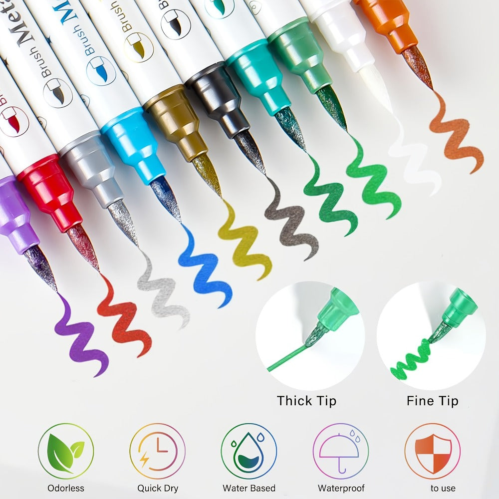 Double-Ended Tattoo Pen Set 10 Pcs with 114 Templates & Butterfly Stickers, Waterproof Sweat-Resistant DIY — image 5