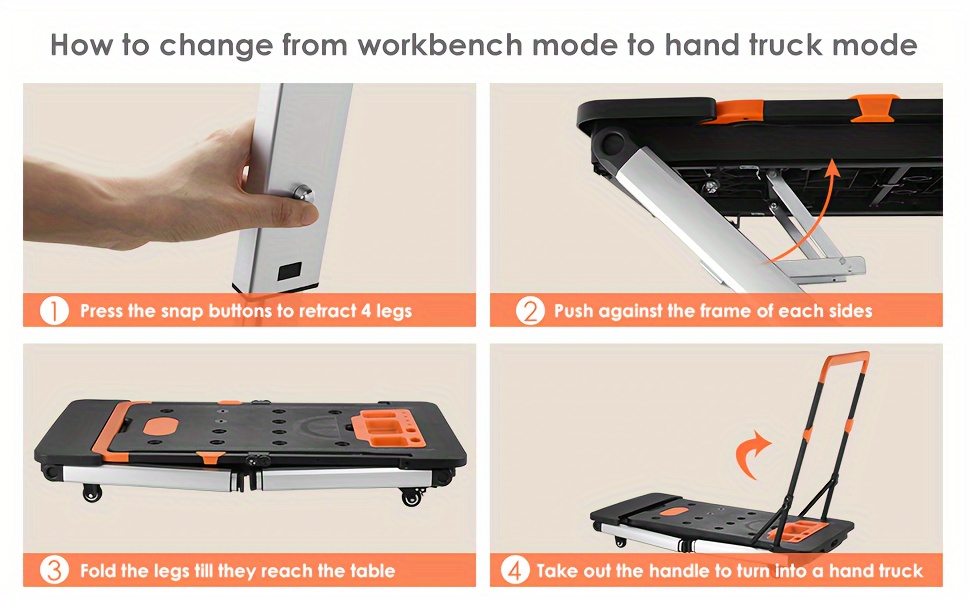 7in 1 Multifunctional Work Benches, Folding Work Table for Garage, As Portable Workbench, Sawhorse — image 13