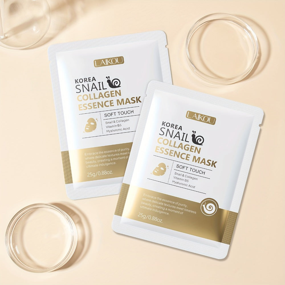 Face Mask, LAIKOU 20-Piece Snail Collagen Sheet Set with Individually Packed Facial Mask Sachets — image 4