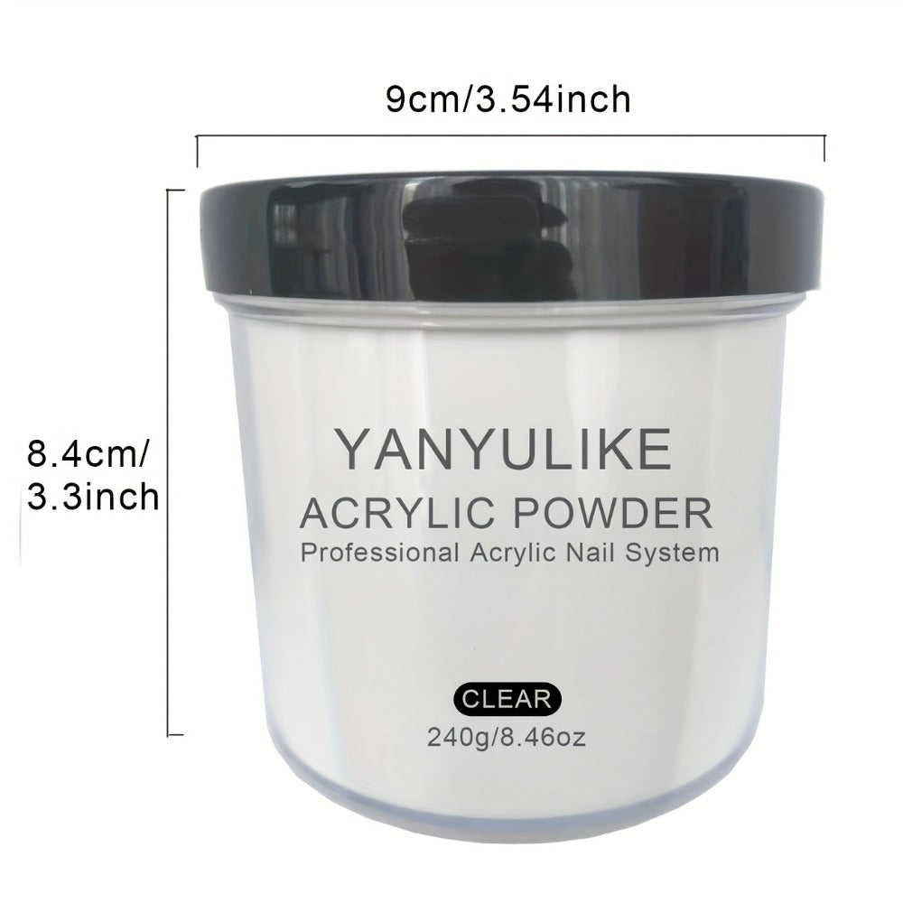 240g Acrylic Nail Powder Jar in Clear, Pink, Nude or White for Use with Compatible Acrylic Liquid — image 6